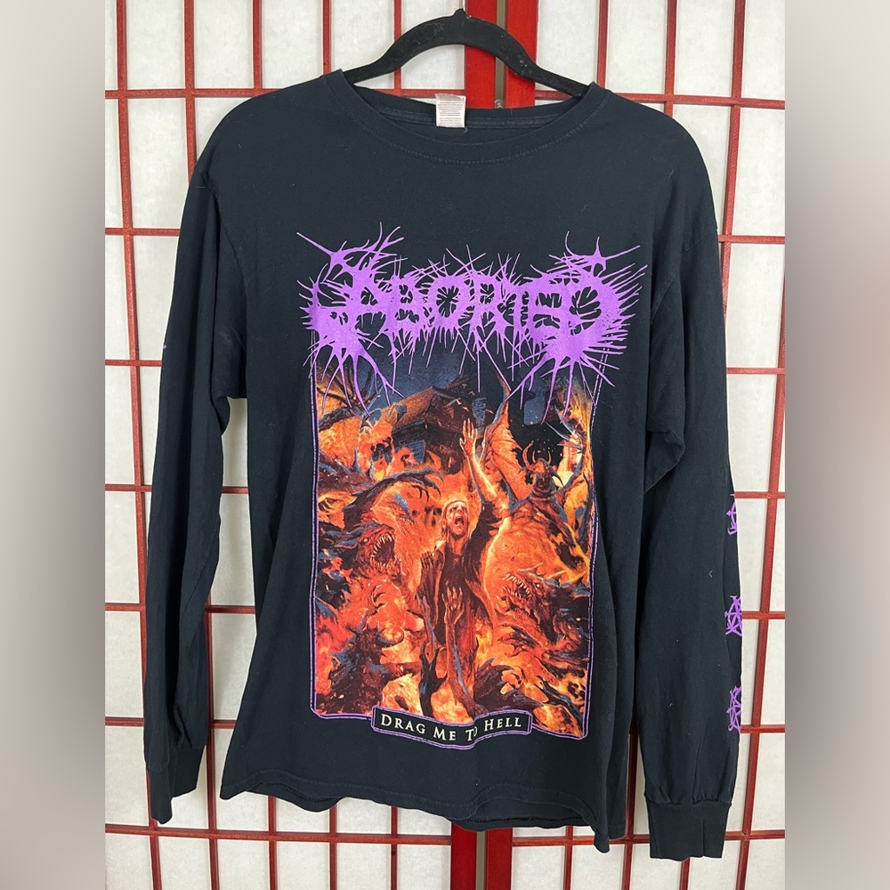 Black Aborted Drag Me To Hell Long Sleeve Band Shirt
